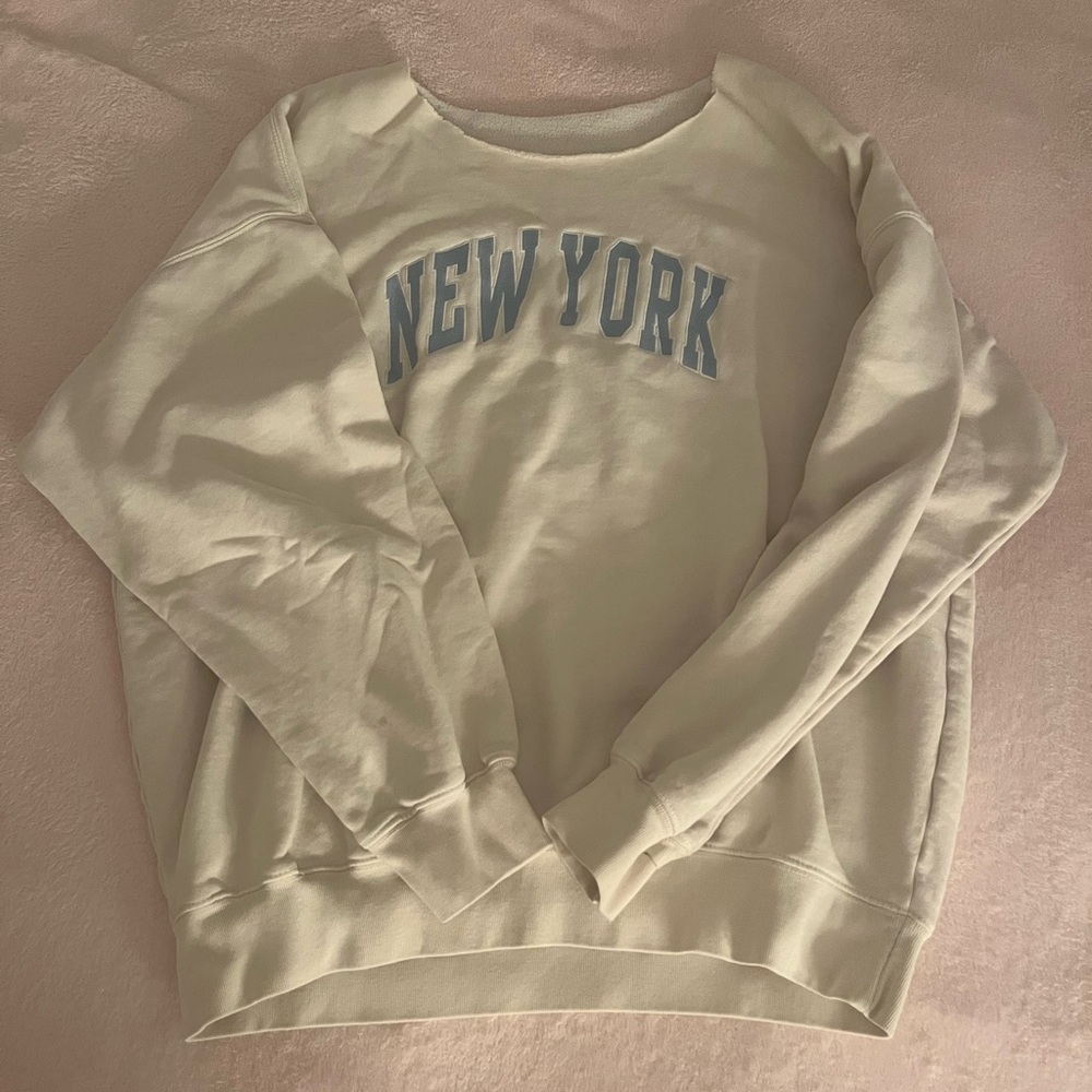 Brandy Melville Cream Off-the-Shoulder Sweater